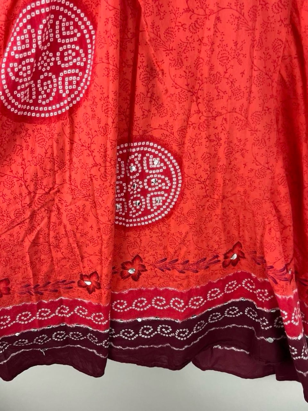 vintage 90s orange embellished sequin boho hippie elastic waist skirt size XL - Picture 4 of 6